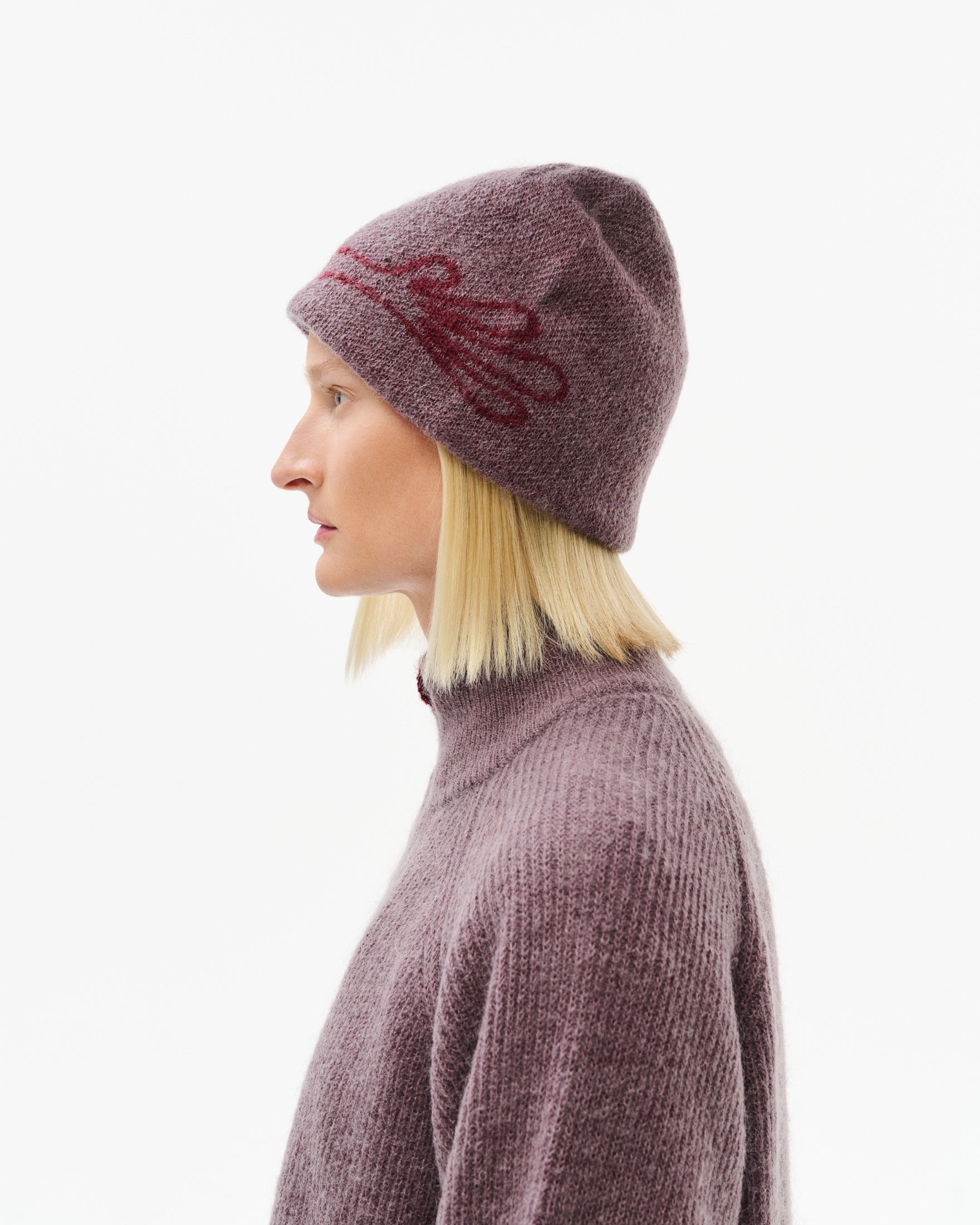 MASCOT MOHAIR MIXED KNIT BEANIE