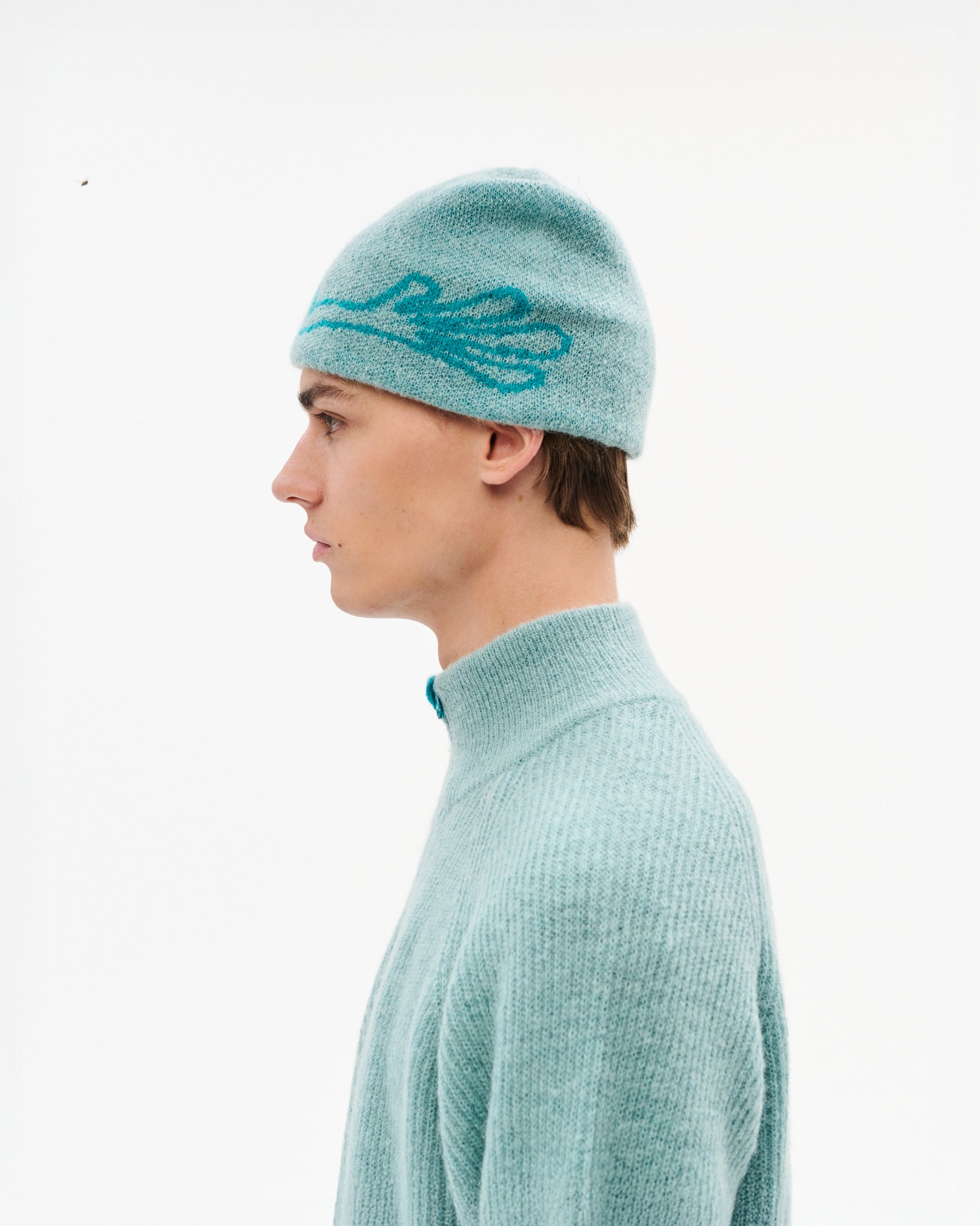 MASCOT MOHAIR MIXED KNIT BEANIE