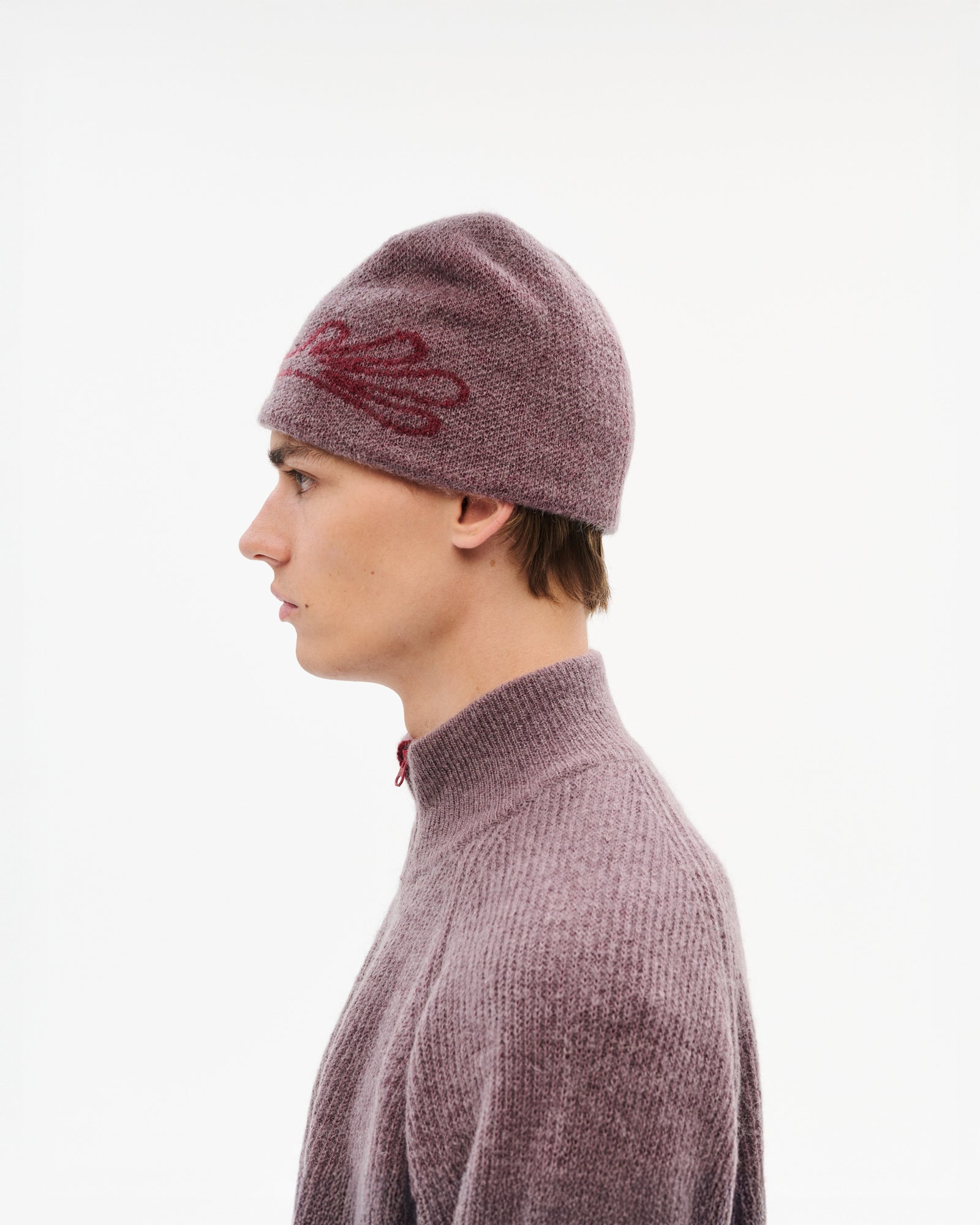 MASCOT MOHAIR MIXED KNIT BEANIE
