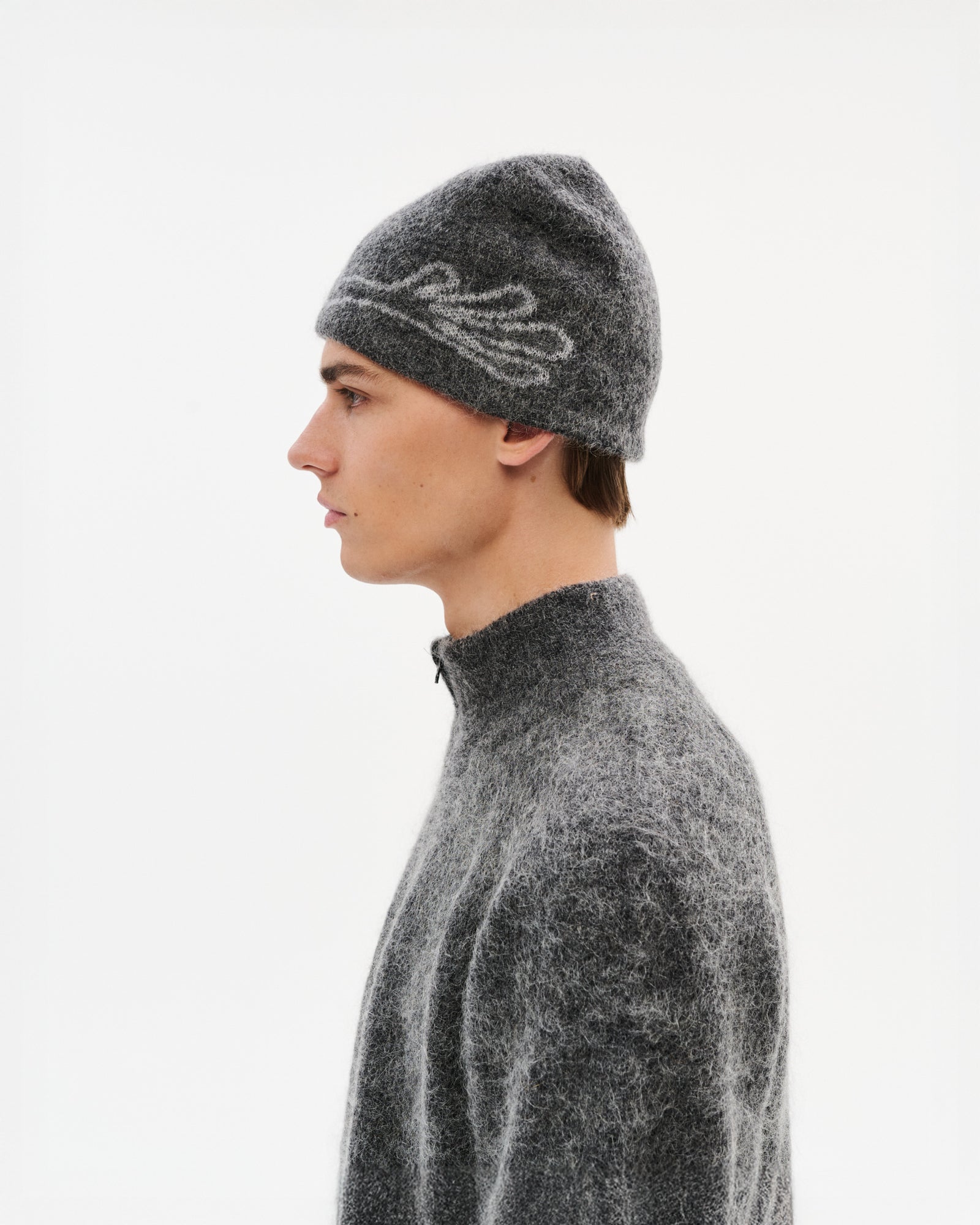 MASCOT MOHAIR MIXED KNIT BEANIE