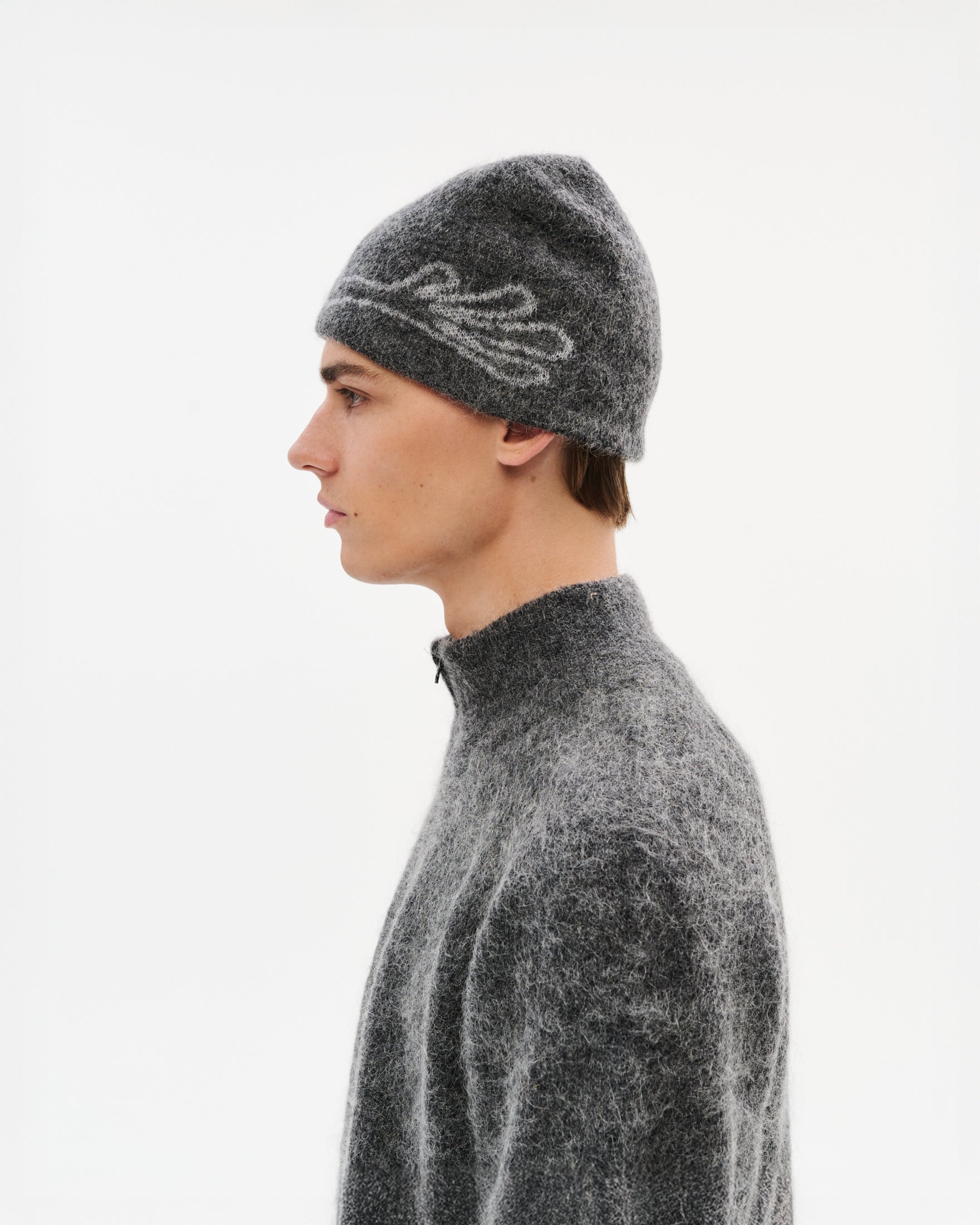 MASCOT MOHAIR MIXED KNIT BEANIE