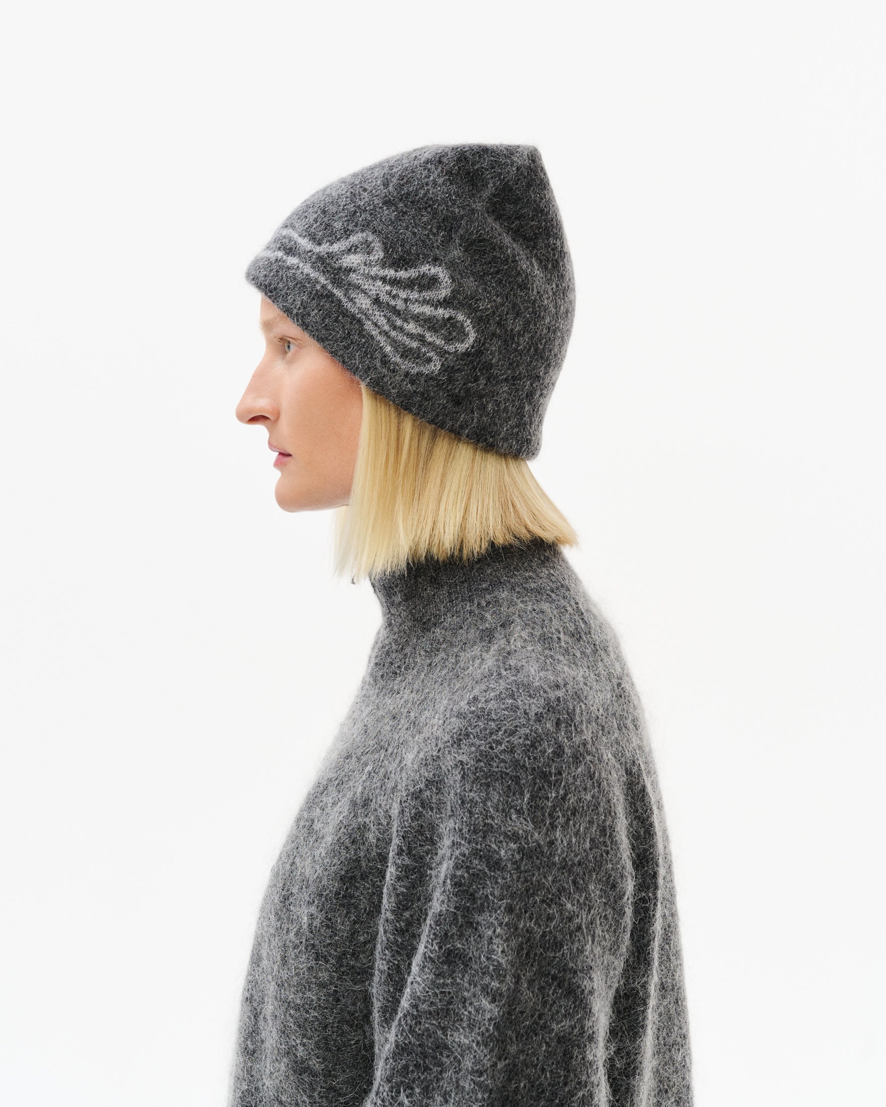 帽子 S fuzzy knit beanie (gray) THEREDTHREAD 帽子 S fuzzy knit