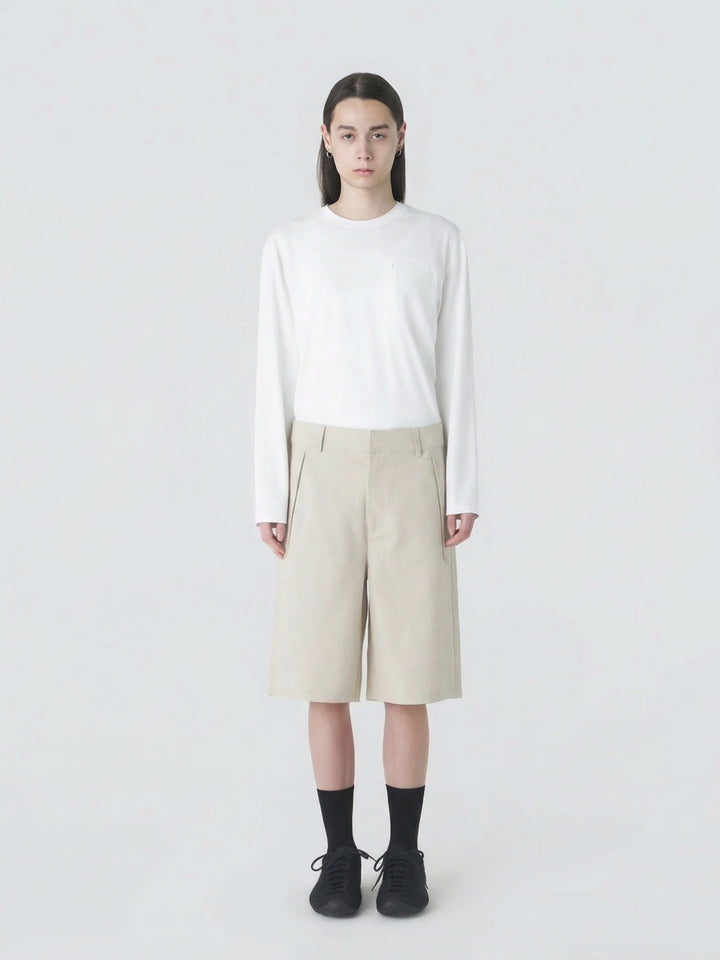 PATH LINEN COTTON MIXED SHORTS hover media